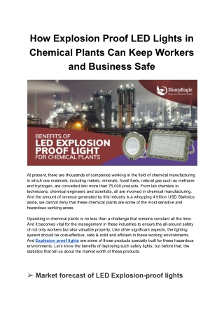 How Explosion Proof LED Lights in Chemical Plants Can Keep Workers and Business Safe (1)