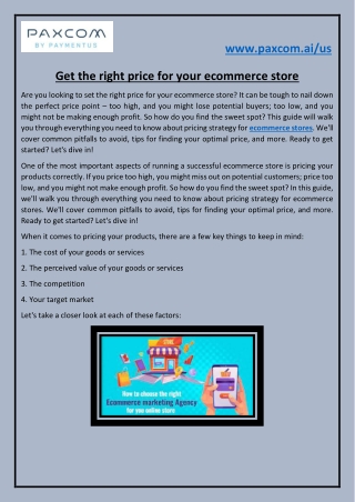 Get the right price for your ecommerce store