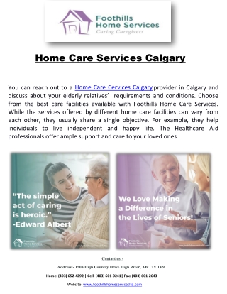 Home Care Services Calgary