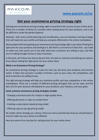 Get your ecommerce pricing strategy right