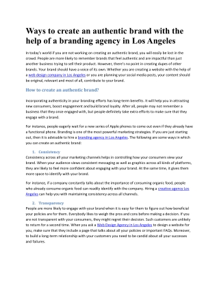 Ways to create an authentic brand with the help of a branding agency in Los Angeles