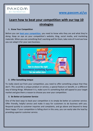 Learn how to beat your competition with our top 10 strategies