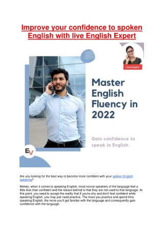 Improve your confidence to spoken english with live english expert