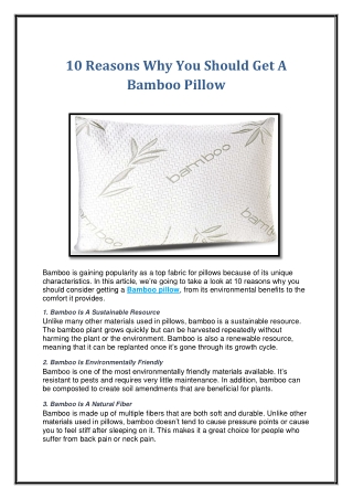 10 Reasons Why You Should Get A Bamboo Pillow
