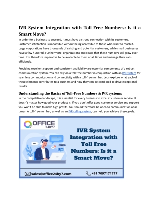 IVR System Integration with Toll-Free Numbers-Is it a Smart Move