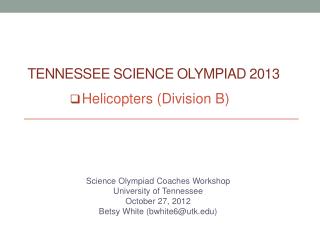 Tennessee Science Olympiad 2013