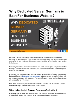 Why Dedicated Server Germany is Best For Business Website_