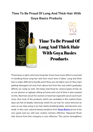 Time To Be Proud Of Long And Thick Hair With Goya Basics Products