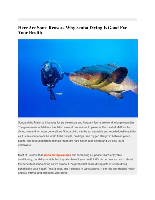 Here Are Some Reasons Why Scuba Diving Is Good For Your Health