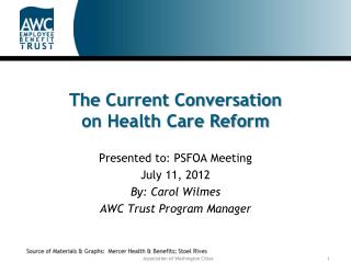 The Current Conversation on Health Care Reform