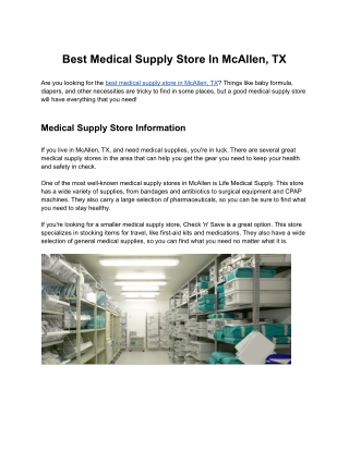 Best Medical Supply Store In McAllen, TX