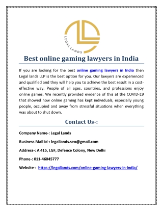 Best online gaming lawyers in India