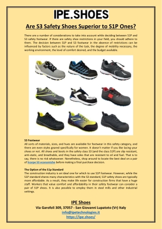 Are S3 Safety Shoes Superior to S1P Ones