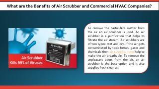 What are the Benefits of Air Scrubber and Commercial HVAC Companies