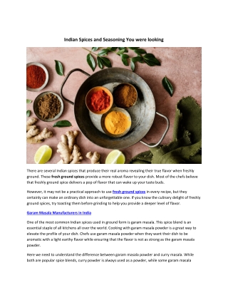 Indian Spices and Seasoning You were looking