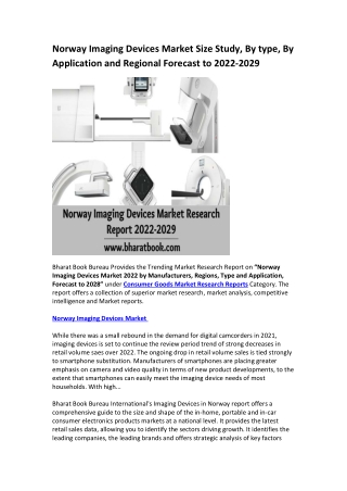 Norway Imaging Devices Market Research Report 2022-2029