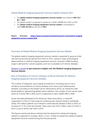 Global Medical Imaging Equipment Services Market Outlook 2031