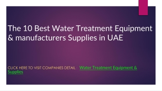 The 10 Best Water Treatment Equipment & manufacturers Supplies  in UAE