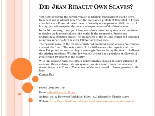 Did Jean Ribault Own Slaves