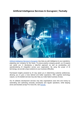 artificial intelligence services In Gurugram _ Techally