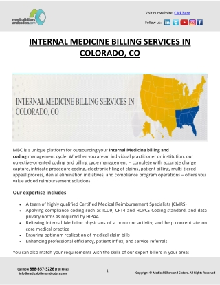 INTERNAL MEDICINE BILLING SERVICES IN COLORADO, CO