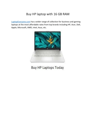 Buy HP laptop with 16 GB RAM