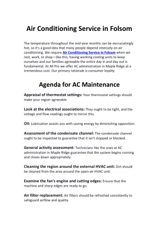 Air Conditioning Service in Folsom