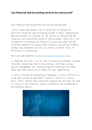 Can financial and accounting services be outsourced