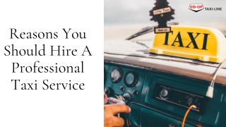 Reasons You Should Hire A Professional Taxi Service