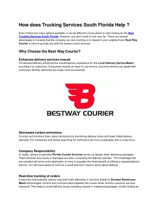 Freight Delivery Service Miami|Best Way Courier