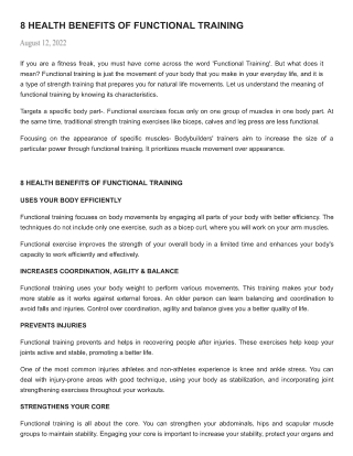 8 Health Benefits of Functional Training