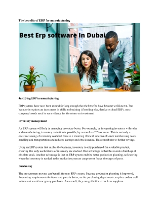 Best Erp software In Dubai