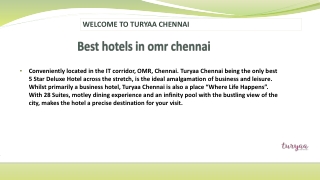 Best hotels in omr chennai