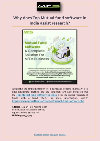 Why does Top Mutual fund software in India assist research