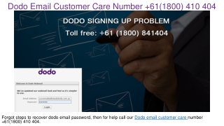 61(1800) 410 404 Dodo Email Customer Care Number