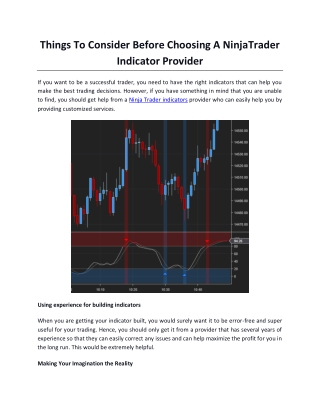 Things To Consider Before Choosing A NinjaTrader Indicator Provider