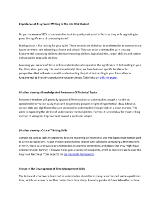 Importance of Assignment Writing In The Life Of A Student