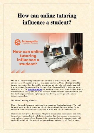 How can online tutoring influence a student