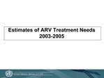 Estimates of ARV Treatment Needs 2003-2005