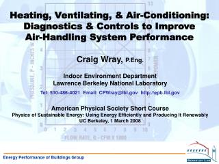 Heating, Ventilating, &amp; Air-Conditioning: Diagnostics &amp; Controls to Improve Air-Handling System Performance