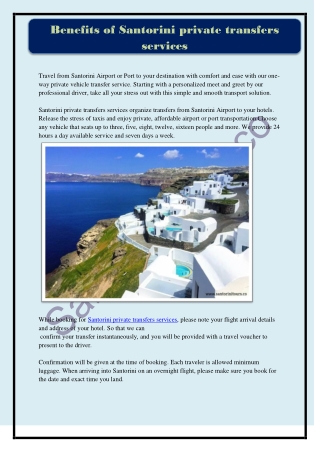 Benefits of Santorini private transfers services