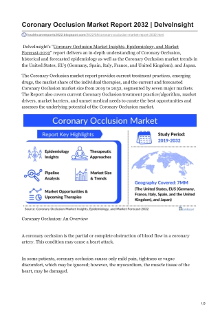 Coronary Occlusion Market Report 2032  DelveInsight
