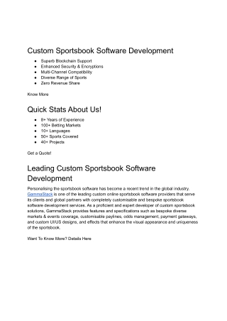 Custom sportsbook software development