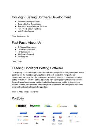 018 Cockfight betting software development