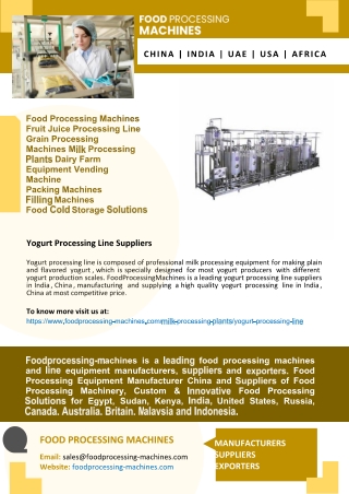 Yogurt Processing Line Suppliers
