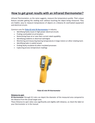 How to get great results with an infrared thermometer?