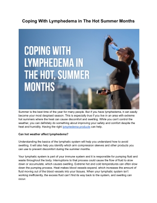 _Coping with lymphedema in the hot summer months