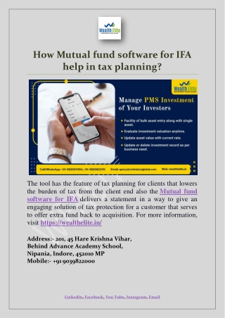 How Mutual fund software for IFA help in tax planning