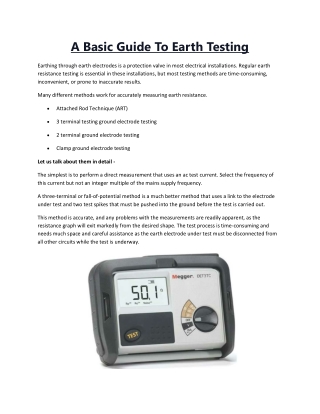 A Basic Guide To Earth Testing