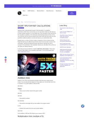 Short Tips for Fast Calculations